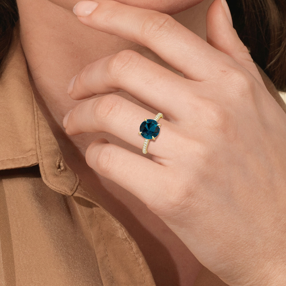The Mariner Ring with Created London Blue Topaz Cut Diamond in 14KT Rose Gold view 5
