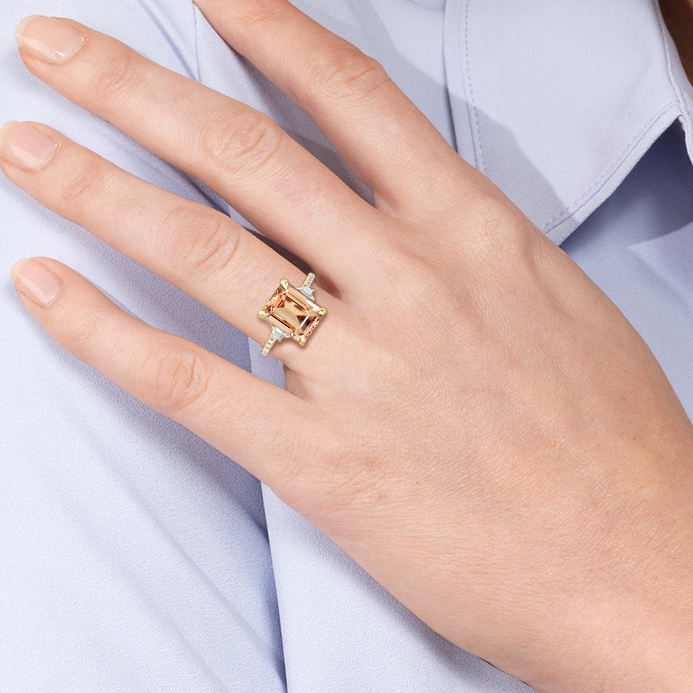 The Trilume Ring with Created Morganite Cut Diamond in 14KT Platinum view 5
