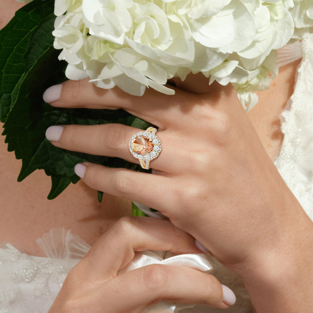 The Esmer Ring with Created Morganite Cut Diamond in 14KT Yellow Gold view 5
