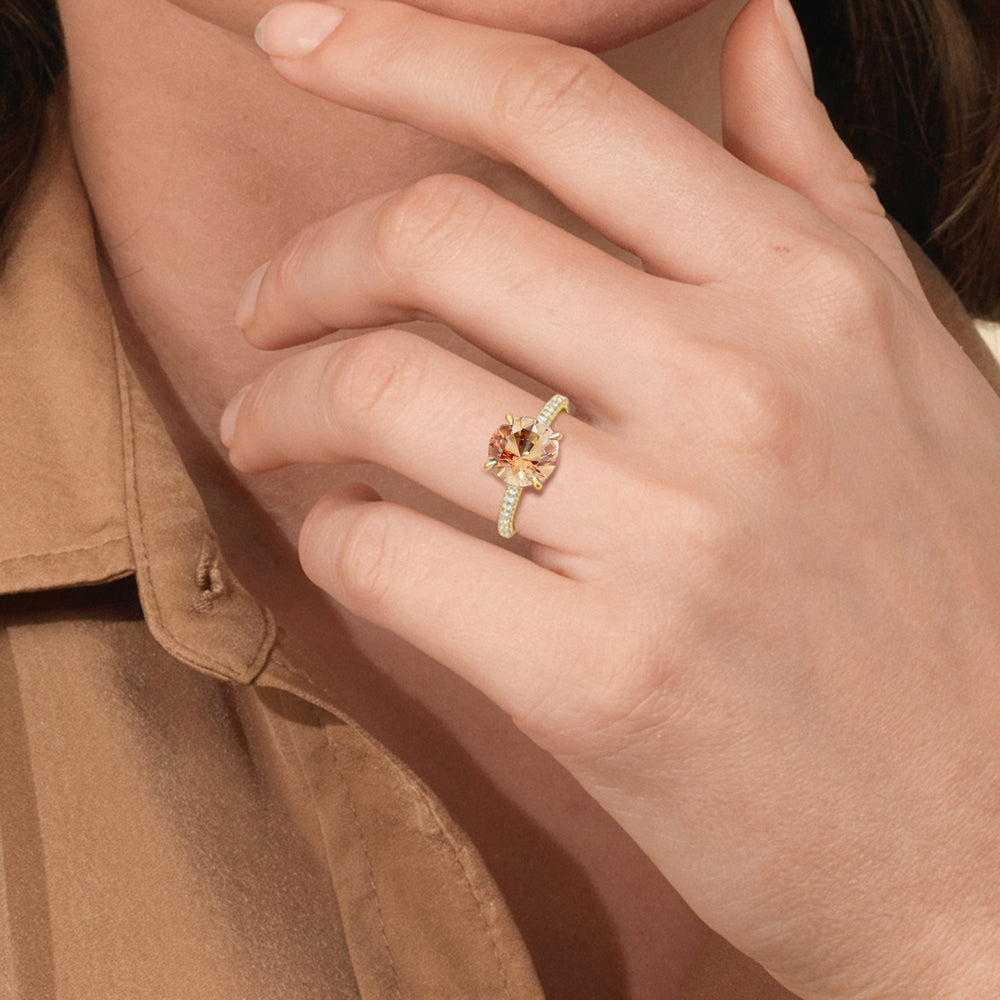 The Mariner Ring with Created Morganite Cut Diamond in 14KT Platinum view 5
