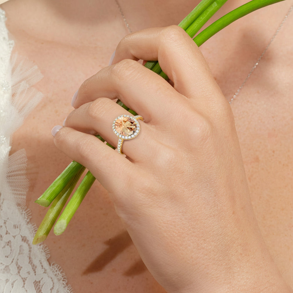 The Roselle Ring with Created Morganite Cut Diamond in 14KT Rose Gold view 6
