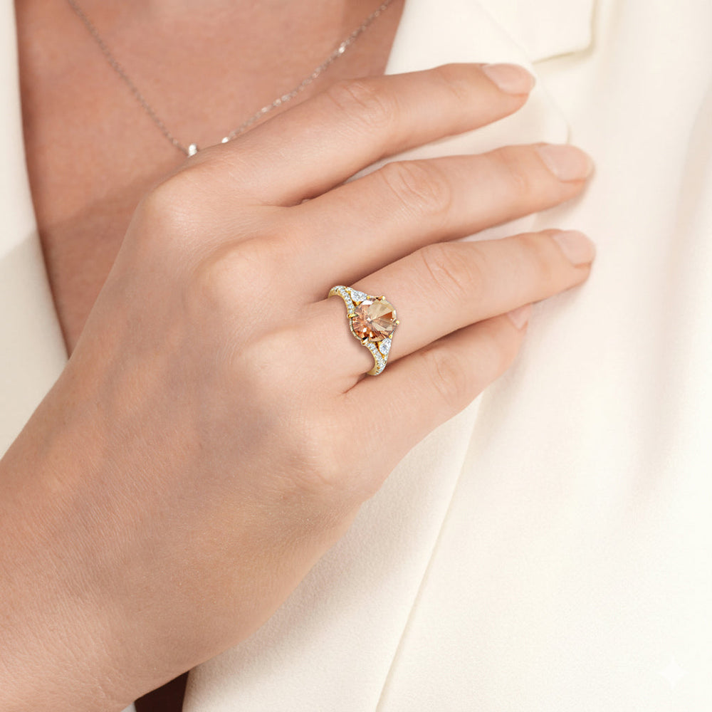 The Viridelle Ring with Created Morganite Cut Diamond in 14KT Platinum view 5
