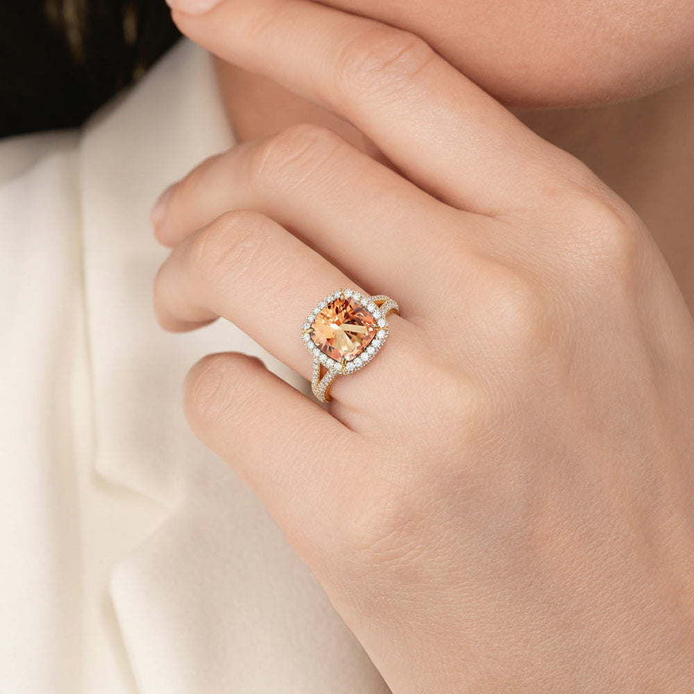 The Viridalis Ring with Created Morganite Cut Diamond in 14KT Platinum view 5
