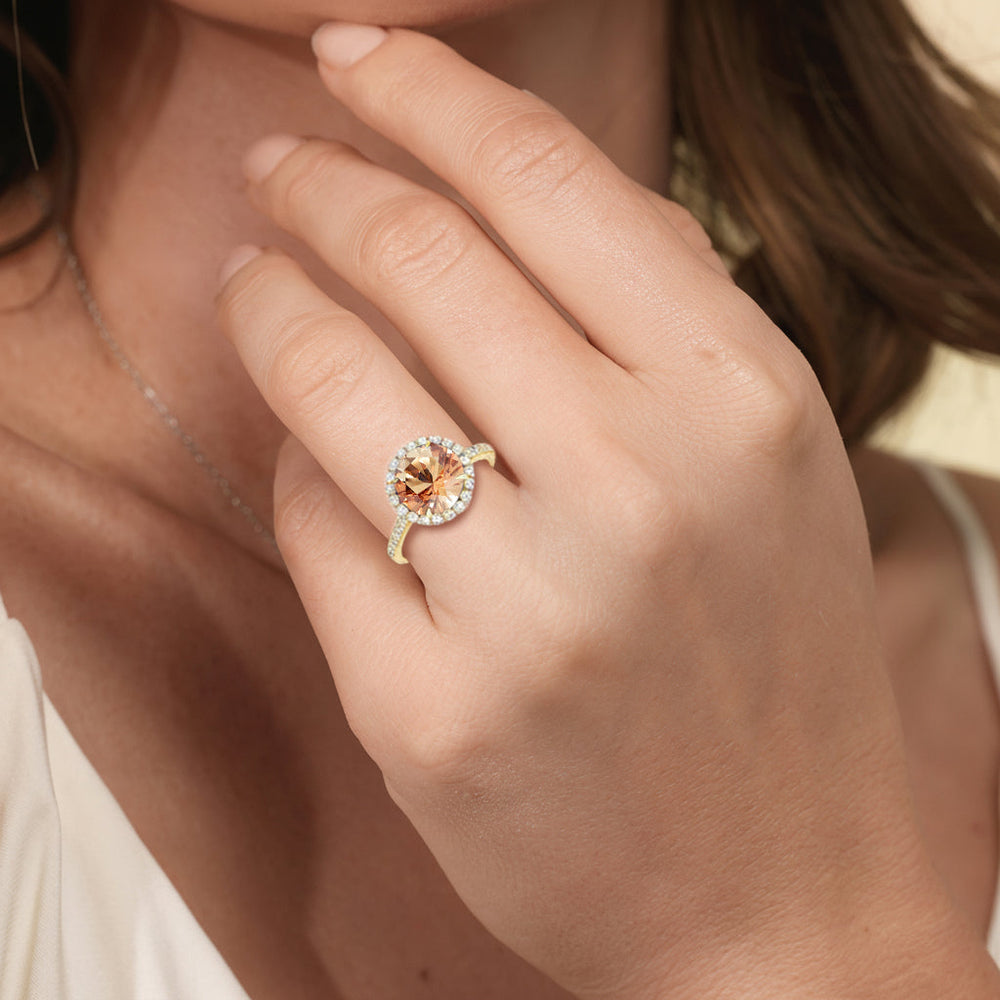 The Rosalune Ring with Created Morganite Cut Diamond in 14KT Platinum view 5
