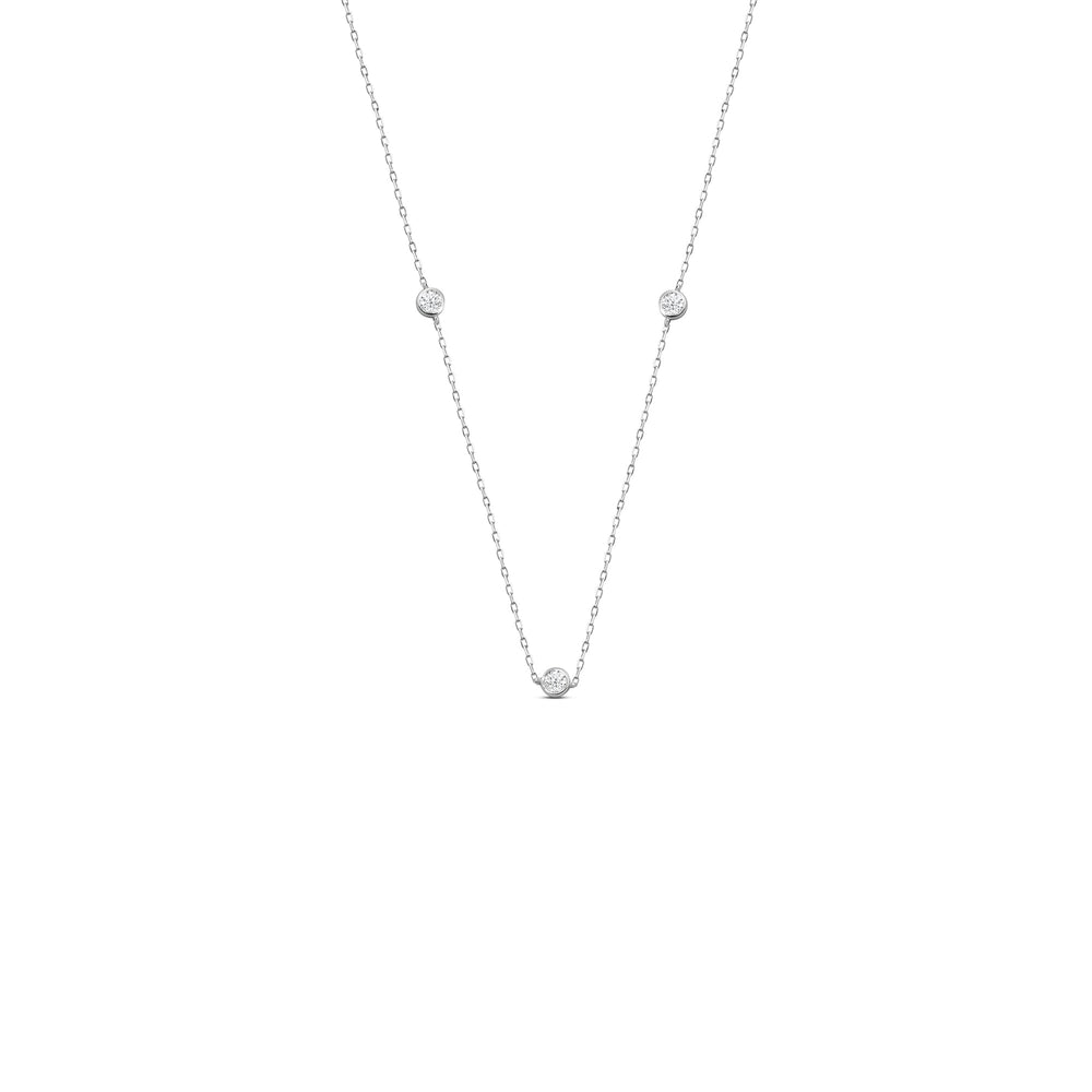 Five Stone Station Diamond Necklace with 14KT White Gold / Lab / 1/2 Cut Diamond in 14KT White Gold / Lab / 1/2 view 1
