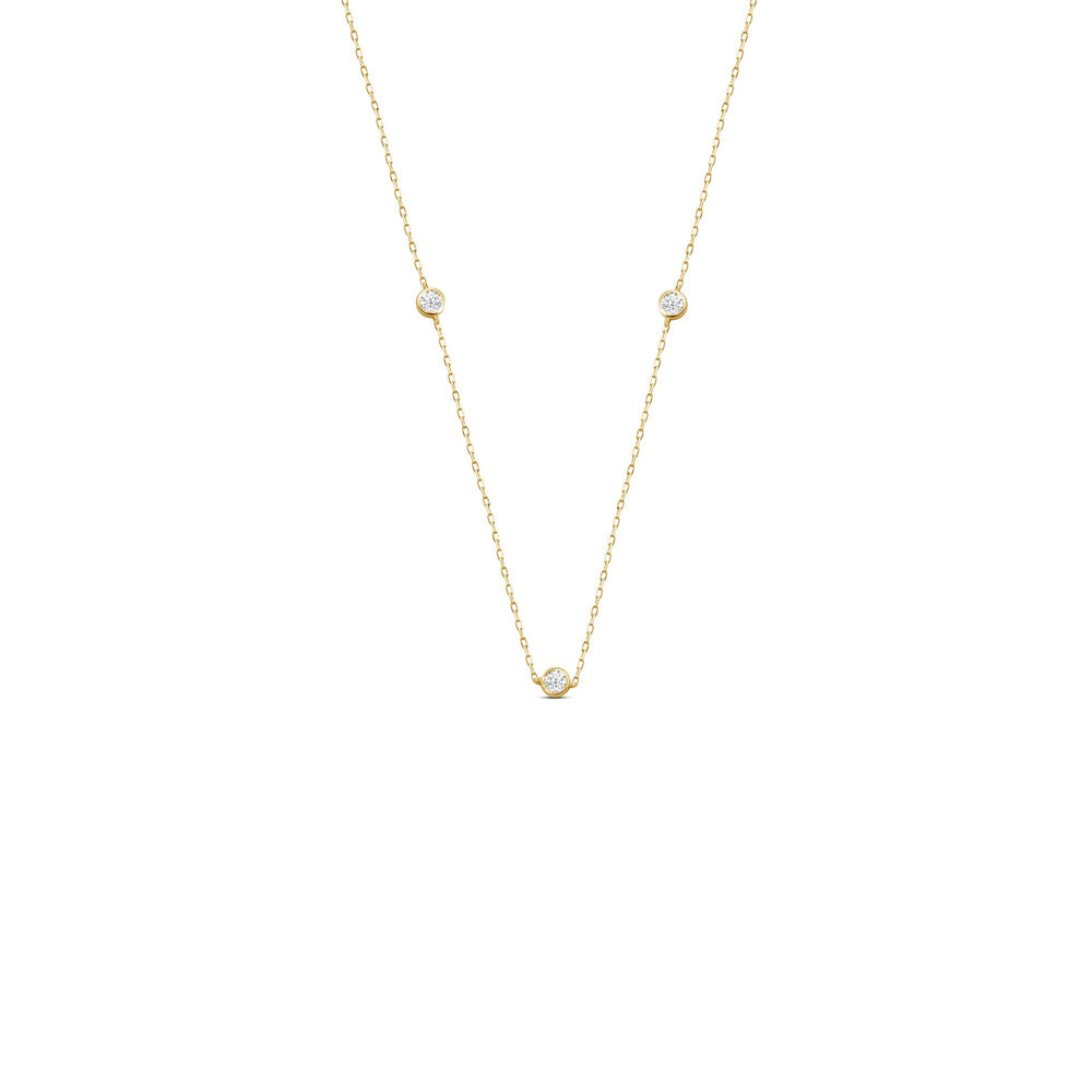 Five Stone Station Diamond Necklace with 14KT Yellow Gold / Lab / 1/2 Cut Diamond in 14KT Yellow Gold / Lab / 1/2 view 1
