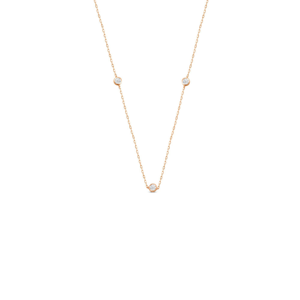 Five Stone Station Diamond Necklace with 14KT Rose Gold / Lab / 1 Cut Diamond in 14KT Rose Gold / Lab / 1 view 1
