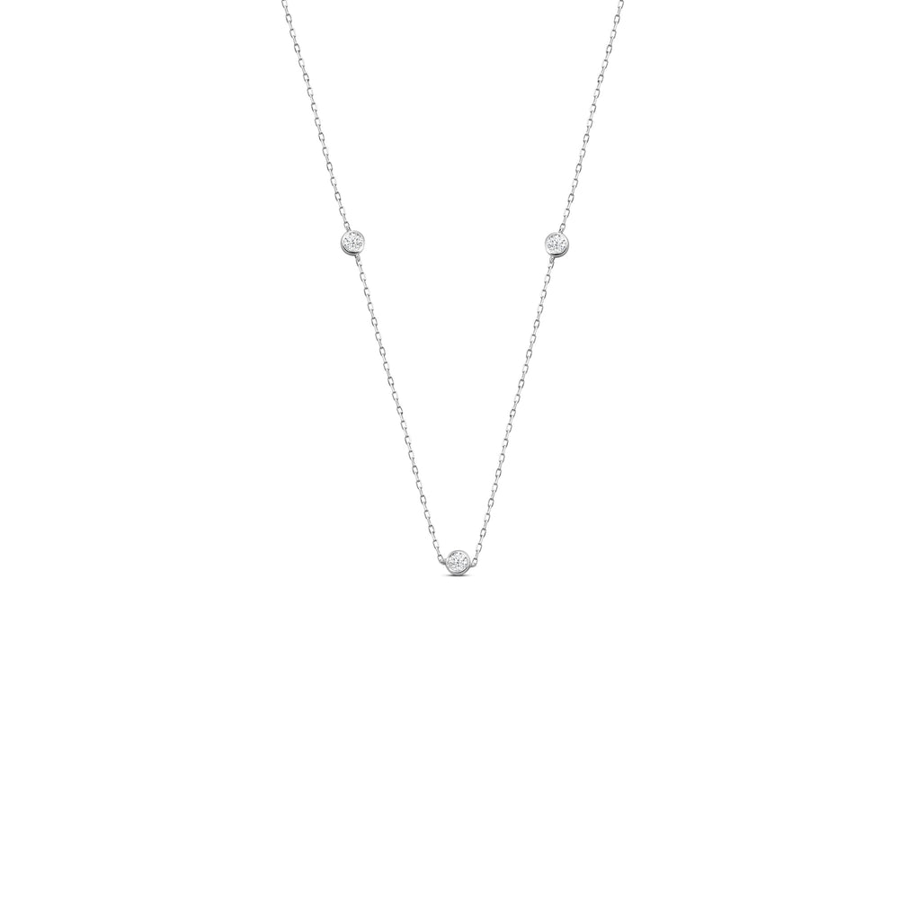Five Stone Station Diamond Necklace with 14KT White Gold / Lab / 1 Cut Diamond in 14KT White Gold / Lab / 1 view 1

