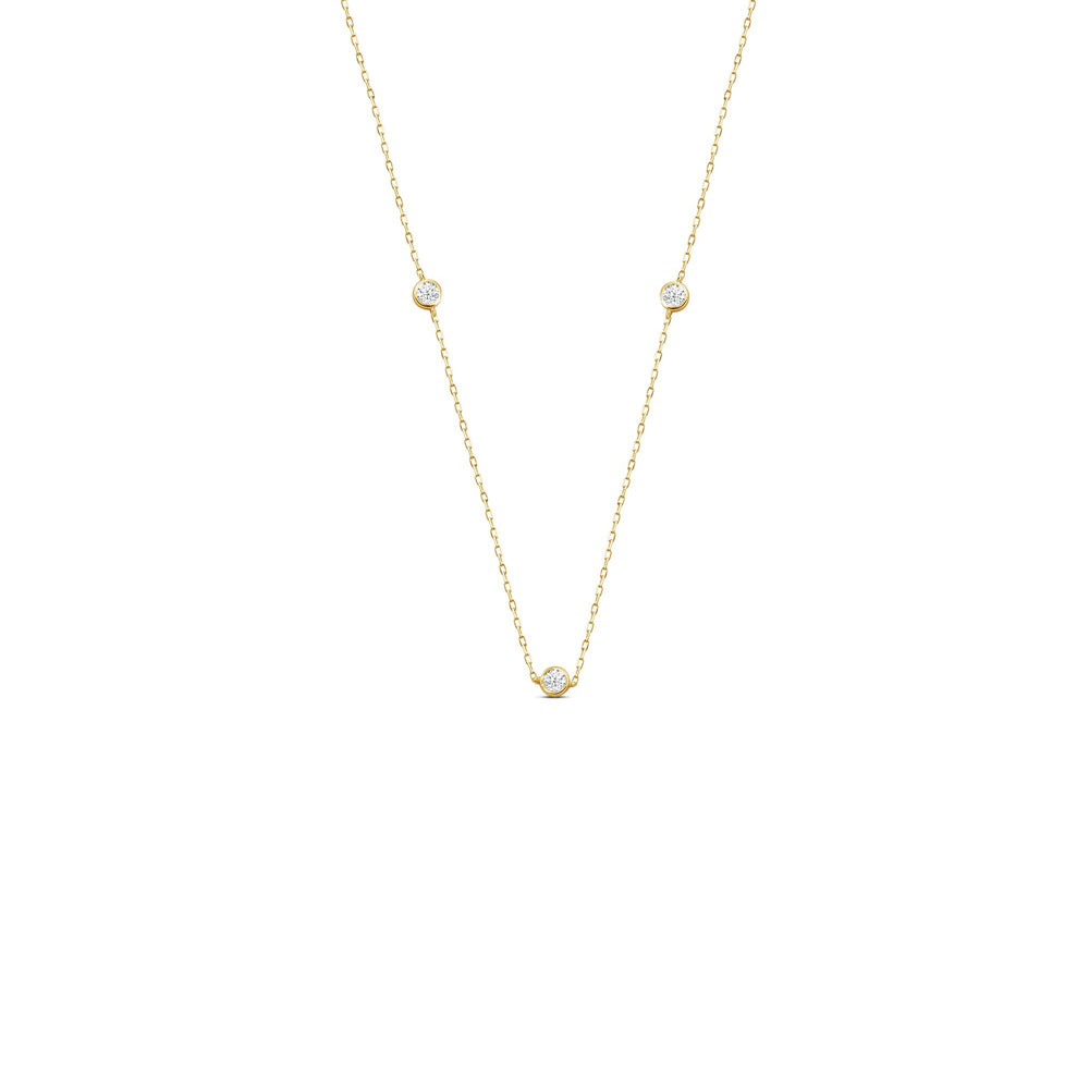 Five Stone Station Diamond Necklace with 14KT Yellow Gold / Lab / 1 Cut Diamond in 14KT Yellow Gold / Lab / 1 view 1
