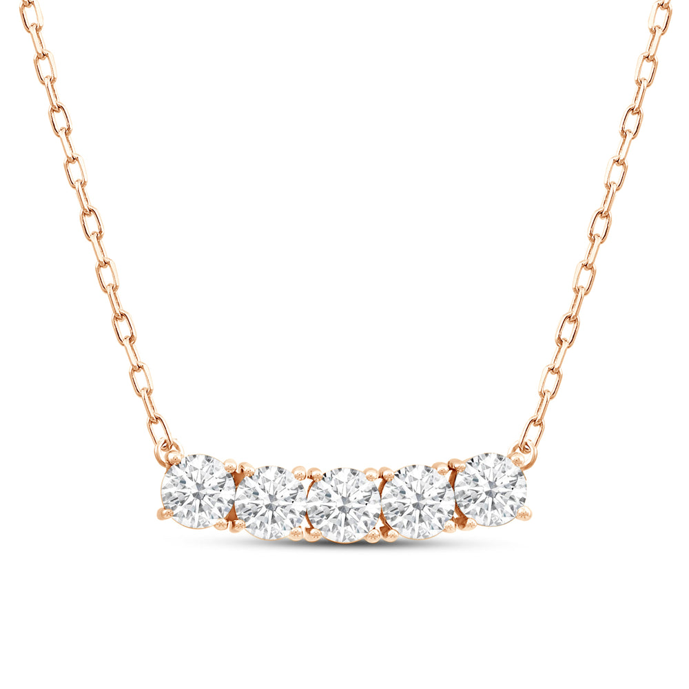 Dainty Five Stone Diamond Necklace with 14KT Rose Gold / Lab / 5/8 Cut Diamond in 14KT Rose Gold / Lab / 5/8 view 3
