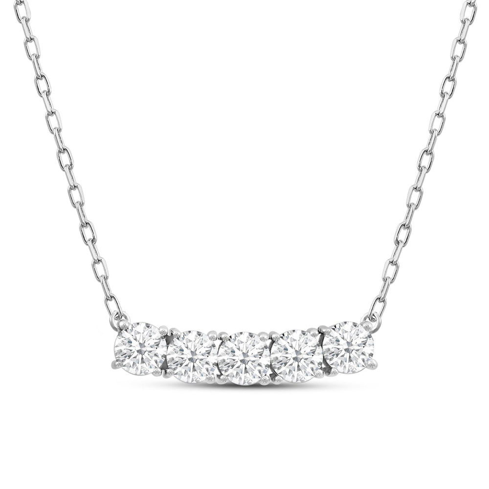 Dainty Five Stone Diamond Necklace with 14KT White Gold / Lab / 5/8 Cut Diamond in 14KT White Gold / Lab / 5/8 view 3
