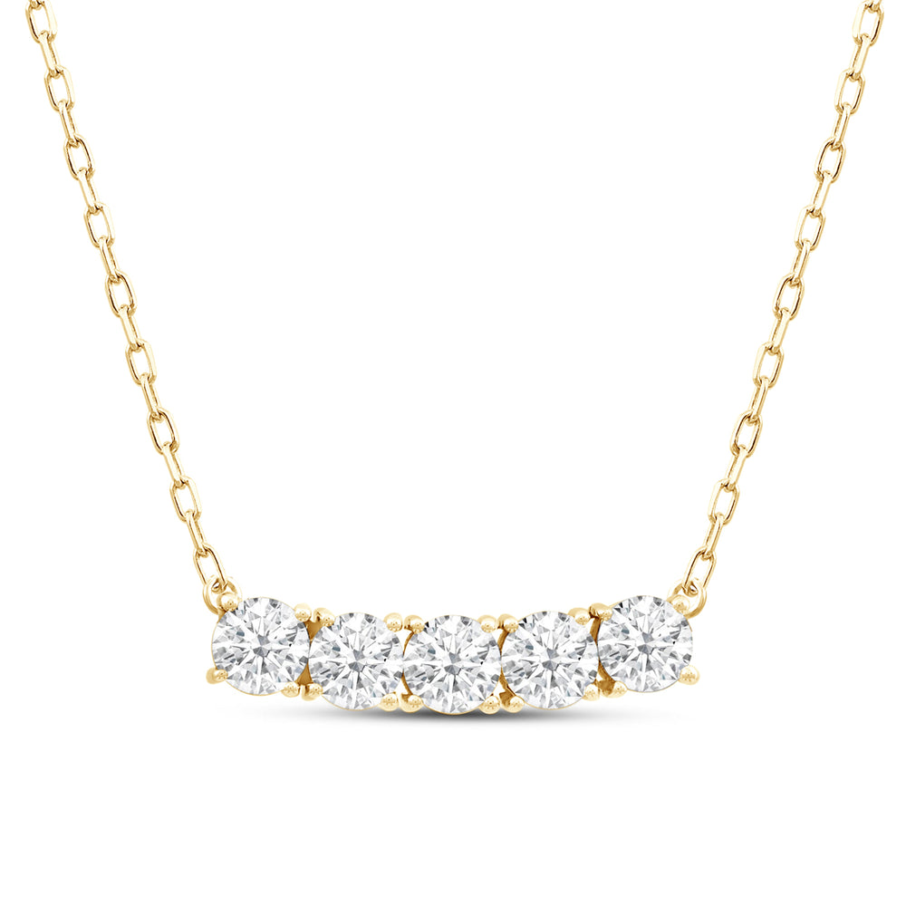 Dainty Five Stone Diamond Necklace with 14KT Yellow Gold / Lab / 5/8 Cut Diamond in 14KT Yellow Gold / Lab / 5/8 view 3
