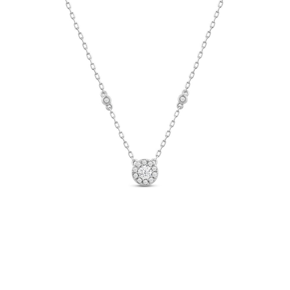 Composite Diamond Station Fashion Necklace with 14KT White Gold / Lab / 1/4 Cut Diamond in 14KT White Gold / Lab / 1/4 view 1

