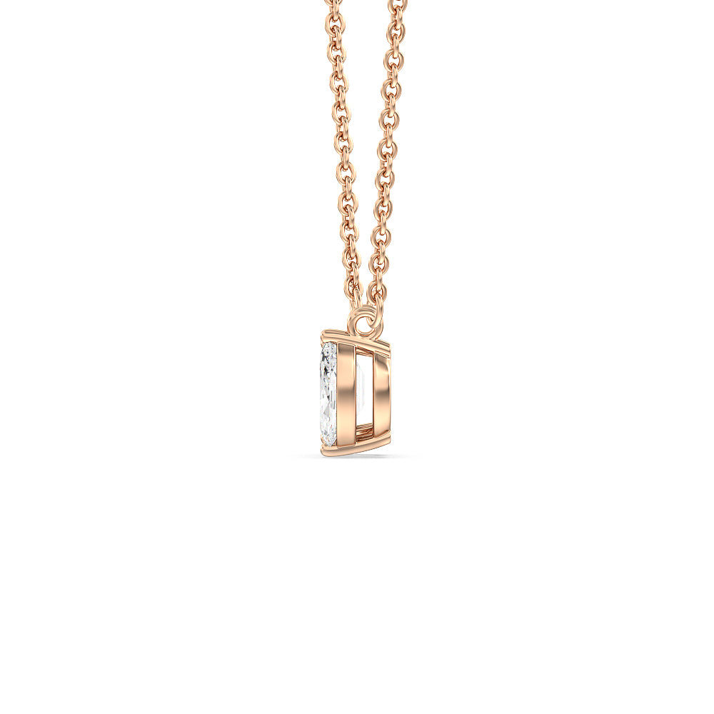 Toi et Moi Marquise Emerald Necklace with 14KT Rose Gold / Lab / 1 1/8 Cut Diamond in 14KT Rose Gold / Lab / 1 1/8 view 2
