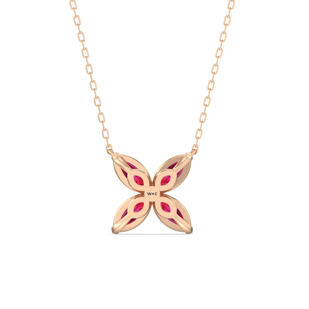 Ruby Wildflower Necklace with 14KT Rose Gold Cut Diamond in 14KT Rose Gold view 4
