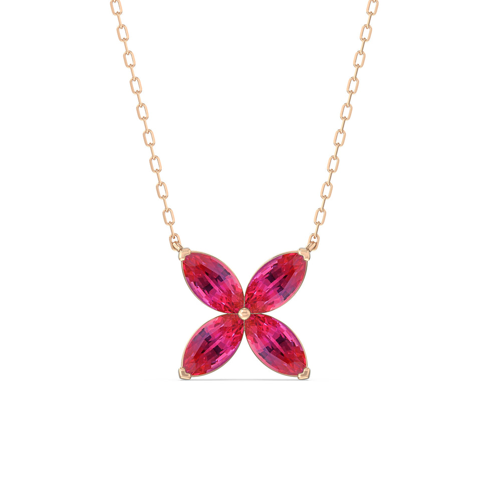 Ruby Wildflower Necklace with 14KT Rose Gold Cut Diamond in 14KT Rose Gold view 1
