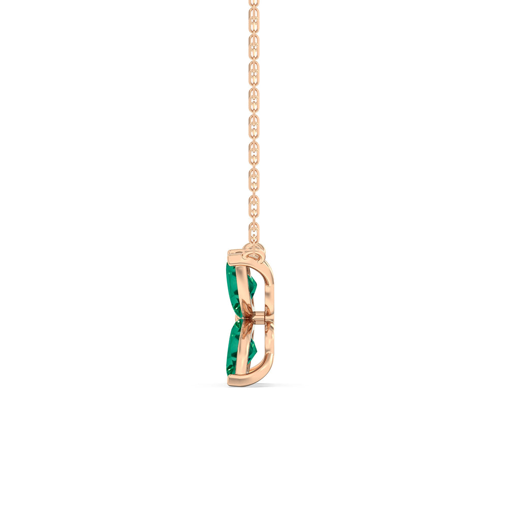 Emerald Wildflower Necklace with 14KT Rose Gold Cut Diamond in 14KT Rose Gold view 3
