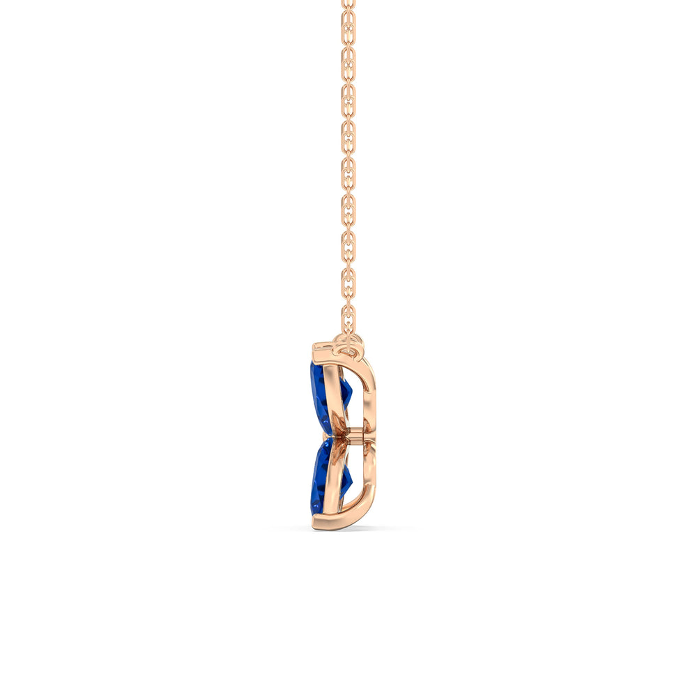 Sapphire Wildflower Necklace with 14KT Rose Gold Cut Diamond in 14KT Rose Gold view 3
