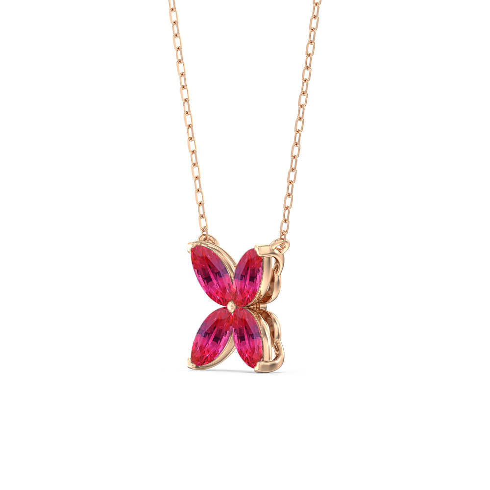 Ruby Wildflower Necklace with 14KT Yellow Gold Cut Diamond in 14KT Yellow Gold view 2

