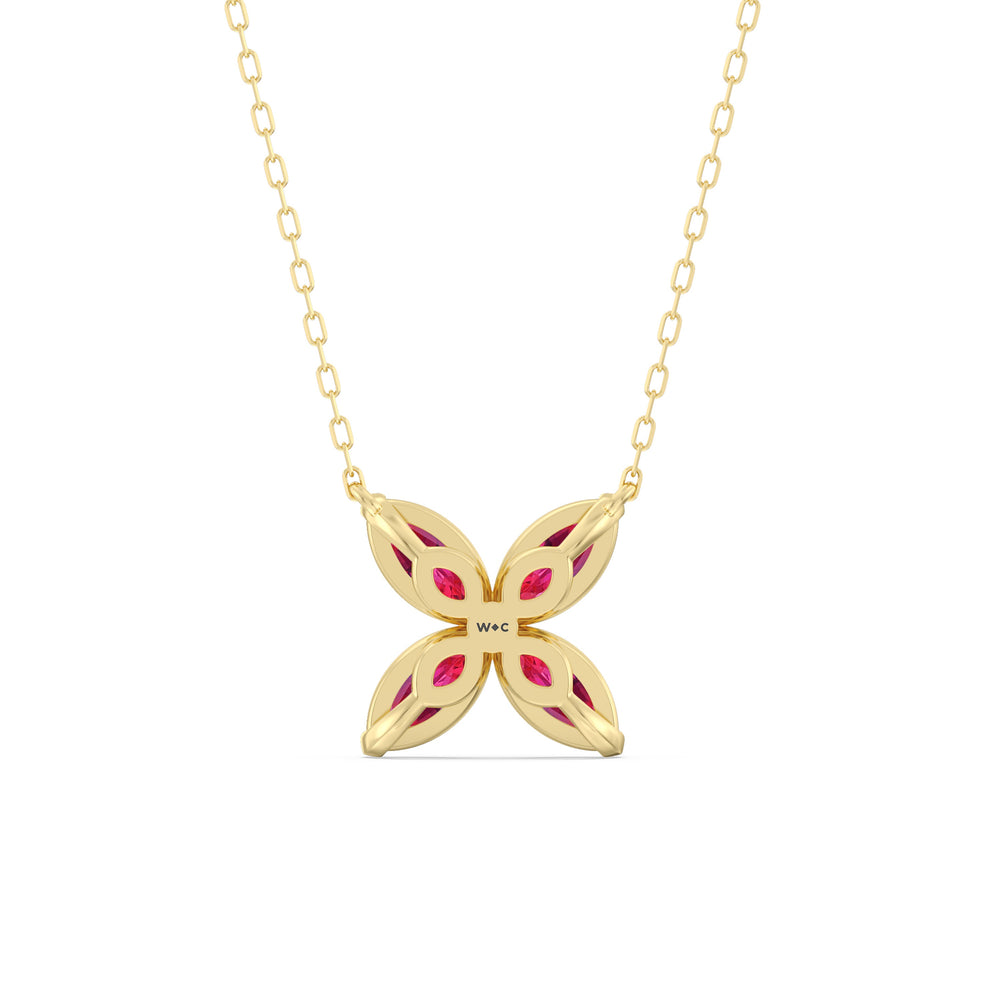 Ruby Wildflower Necklace with 14KT Yellow Gold Cut Diamond in 14KT Yellow Gold view 4
