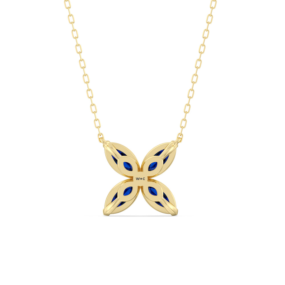 Sapphire Wildflower Necklace with 14KT Yellow Gold Cut Diamond in 14KT Yellow Gold view 4
