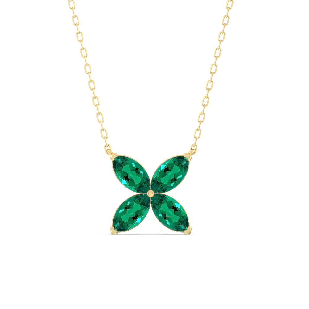 Emerald Wildflower Necklace with 14KT Yellow Gold Cut Diamond in 14KT Yellow Gold view 1
