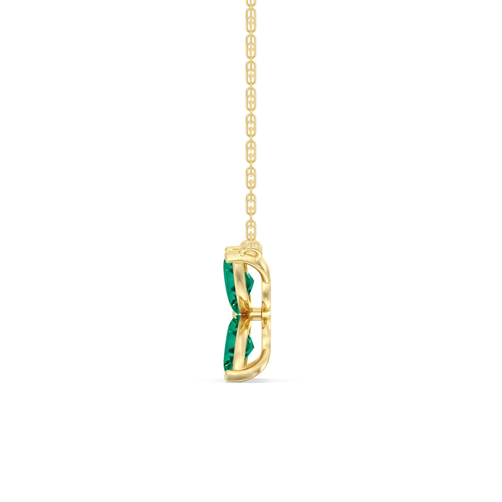 Emerald Wildflower Necklace with 14KT Yellow Gold Cut Diamond in 14KT Yellow Gold view 3
