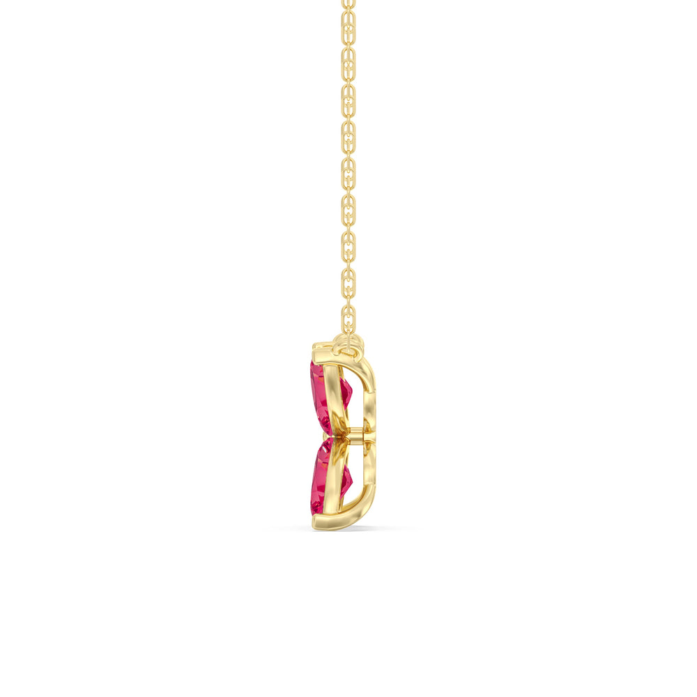 Ruby Wildflower Necklace with 14KT Yellow Gold Cut Diamond in 14KT Yellow Gold view 3
