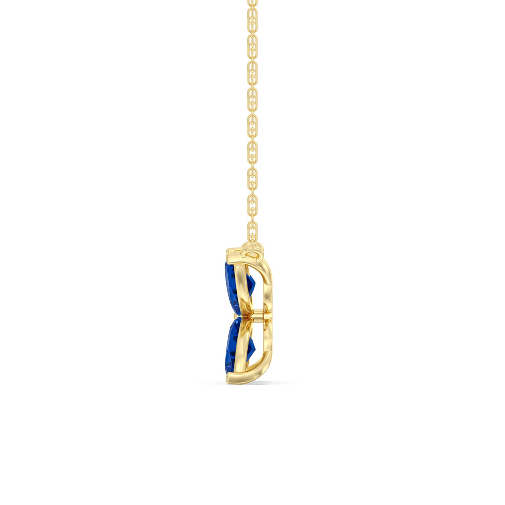 Sapphire Wildflower Necklace with 14KT Yellow Gold Cut Diamond in 14KT Yellow Gold view 3
