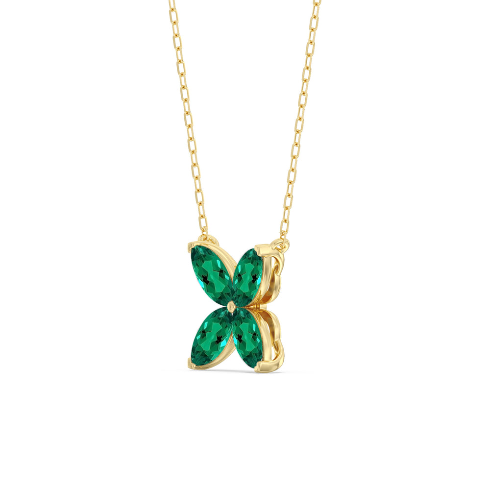 Emerald Wildflower Necklace with 14KT Yellow Gold Cut Diamond in 14KT Yellow Gold view 2
