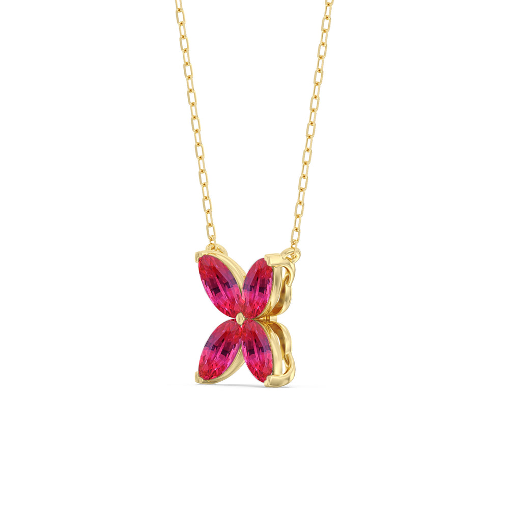 Ruby Wildflower Necklace with 14KT Rose Gold Cut Diamond in 14KT Rose Gold view 2
