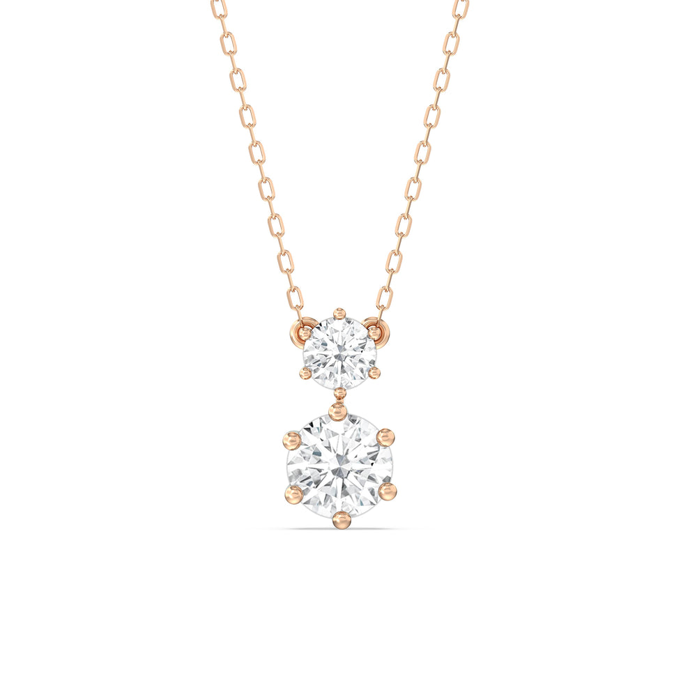 Diamond Duo Necklace with 14KT Rose Gold / Lab / 2 Cut Diamond in 14KT Rose Gold / Lab / 2 view 2
