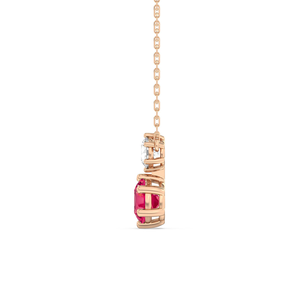 Ruby and Diamond Duo Necklace with 14KT Rose Gold Cut Diamond in 14KT Rose Gold view 3
