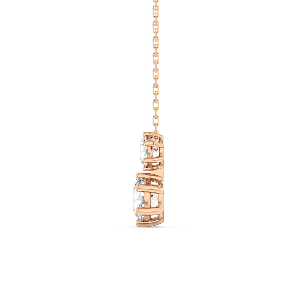 Diamond Duo Necklace with 14KT Rose Gold / Lab / 2 Cut Diamond in 14KT Rose Gold / Lab / 2 view 5
