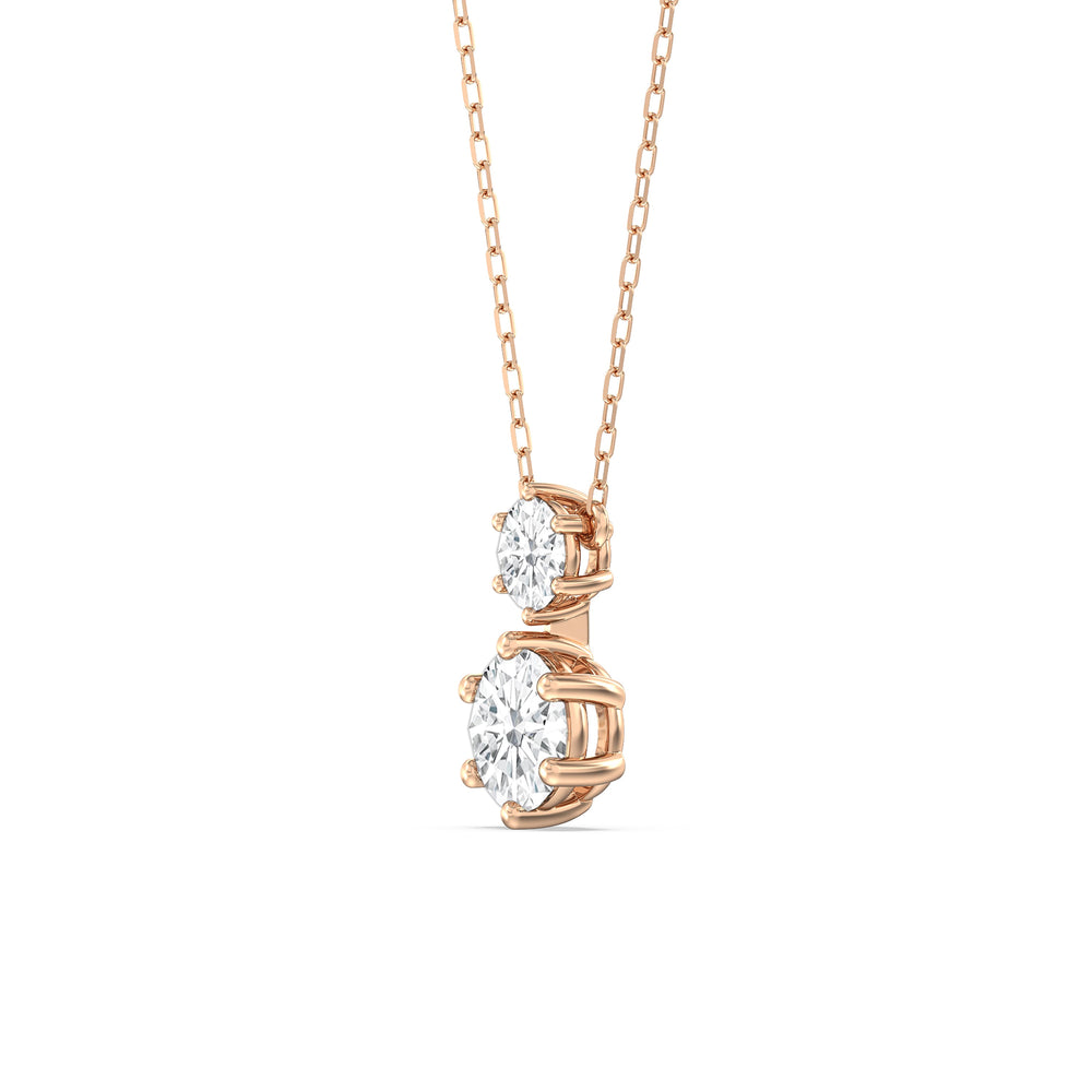 Diamond Duo Necklace with 14KT Rose Gold / Lab / 2 Cut Diamond in 14KT Rose Gold / Lab / 2 view 3
