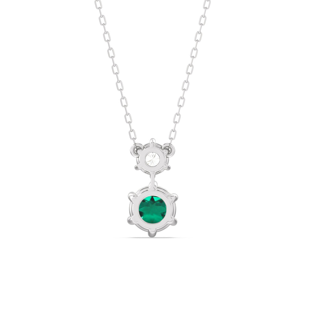 Emerald and Diamond Duo Necklace with 14KT White Gold Cut Diamond in 14KT White Gold view 4
