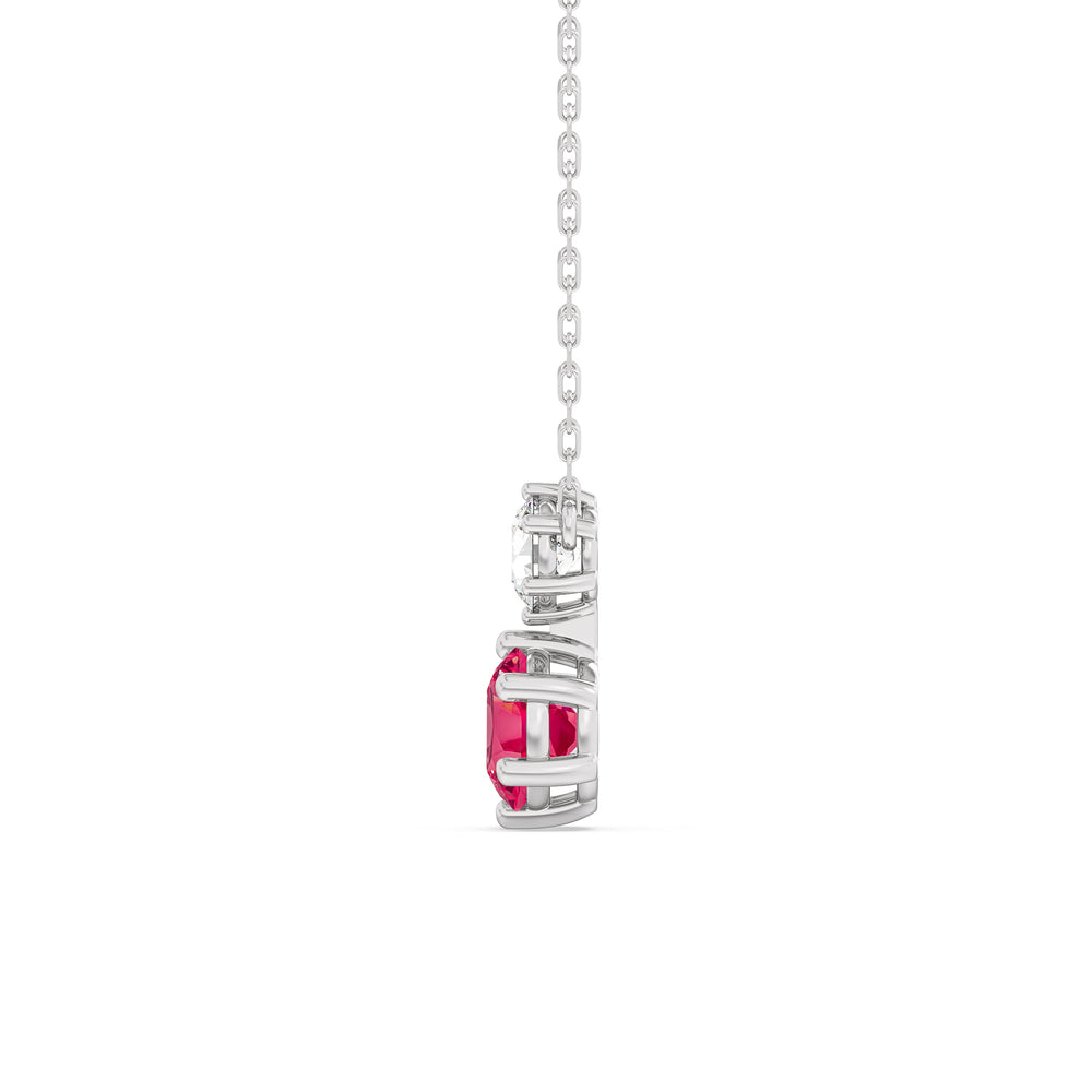 Ruby and Diamond Duo Necklace with 14KT White Gold Cut Diamond in 14KT White Gold view 3
