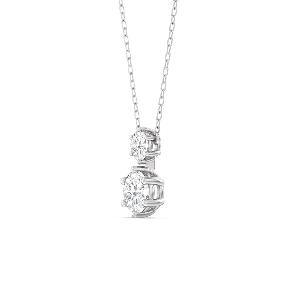 Diamond Duo Necklace with 14KT White Gold / Lab / 2 Cut Diamond in 14KT White Gold / Lab / 2 view 3
