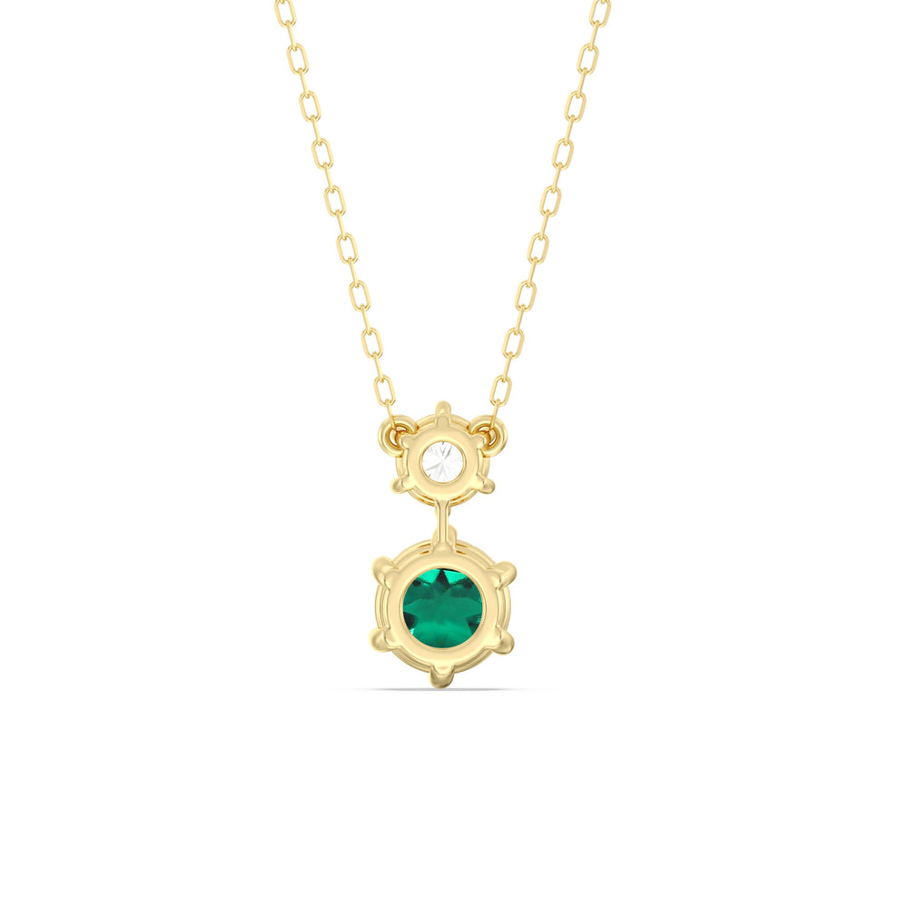 Emerald and Diamond Duo Necklace with 14KT Yellow Gold Cut Diamond in 14KT Yellow Gold view 4
