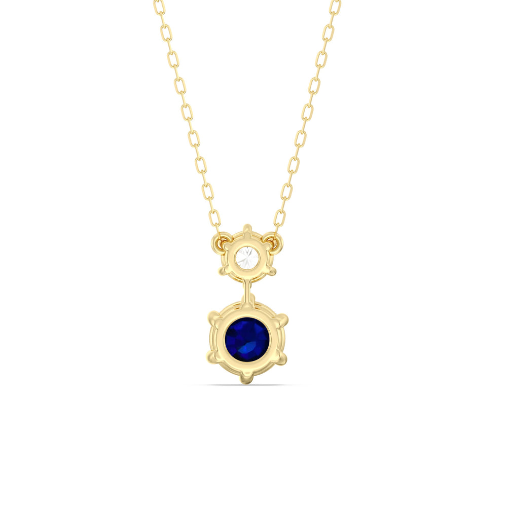 Sapphire and Diamond Duo Necklace with 14KT Yellow Gold Cut Diamond in 14KT Yellow Gold view 4
