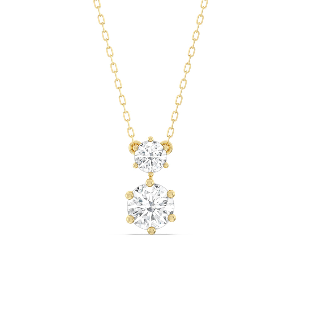 Diamond Duo Necklace with 14KT Yellow Gold / Lab / 2 Cut Diamond in 14KT Yellow Gold / Lab / 2 view 2
