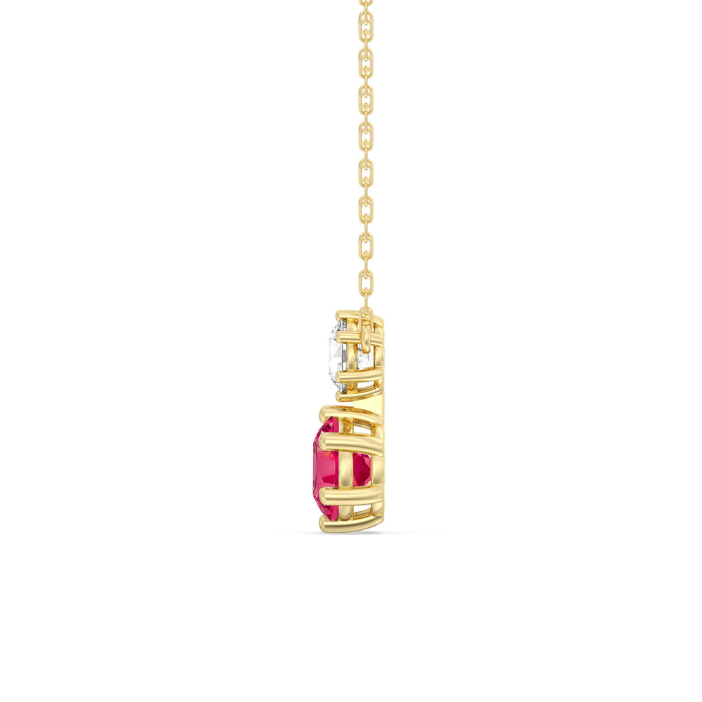 Ruby and Diamond Duo Necklace with 14KT Yellow Gold Cut Diamond in 14KT Yellow Gold view 3
