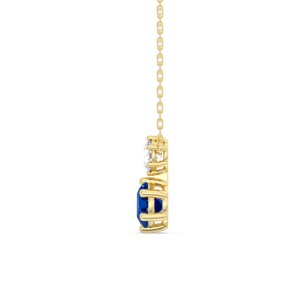 Sapphire and Diamond Duo Necklace with 14KT Yellow Gold Cut Diamond in 14KT Yellow Gold view 3
