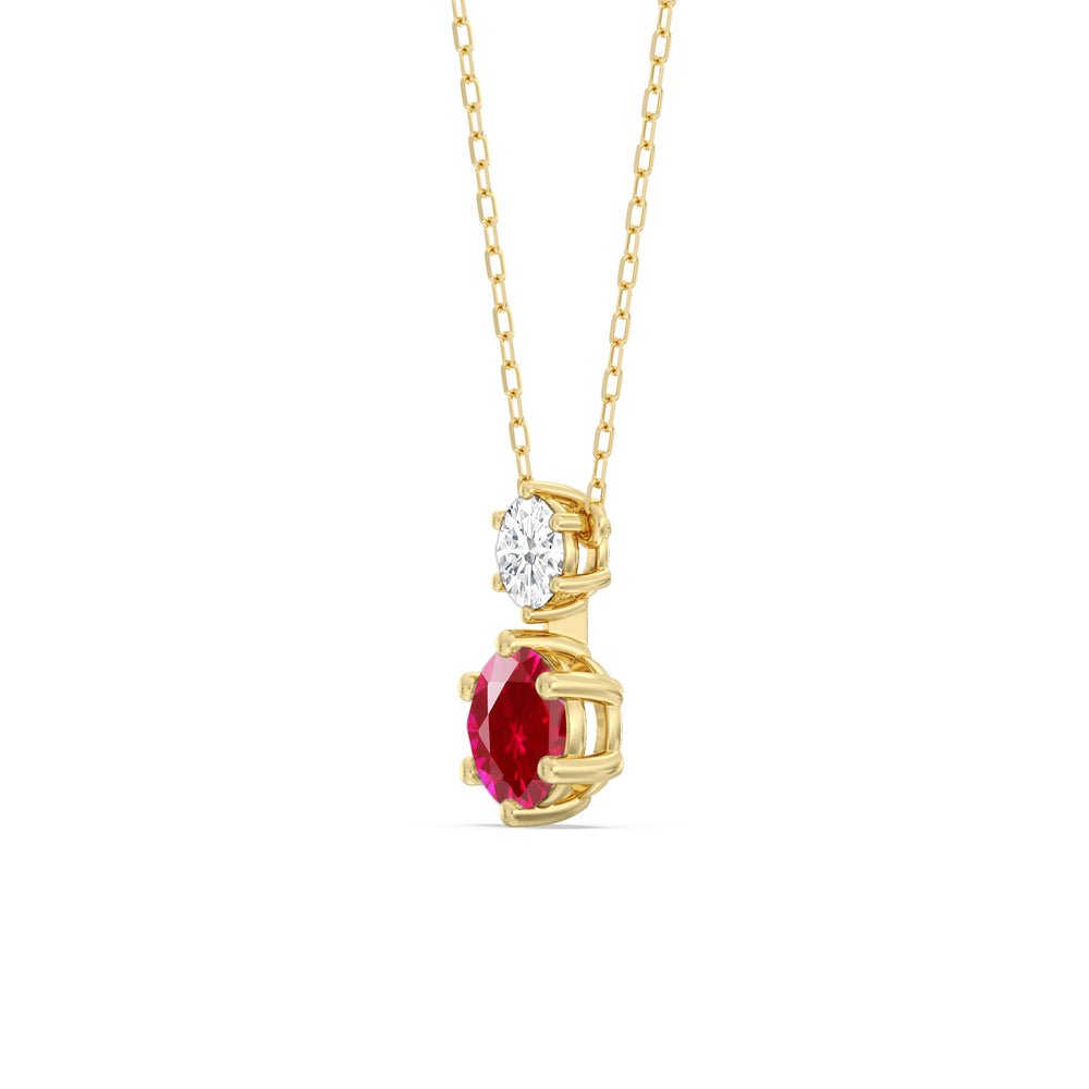 Ruby and Diamond Duo Necklace with 14KT Yellow Gold Cut Diamond in 14KT Yellow Gold view 2
