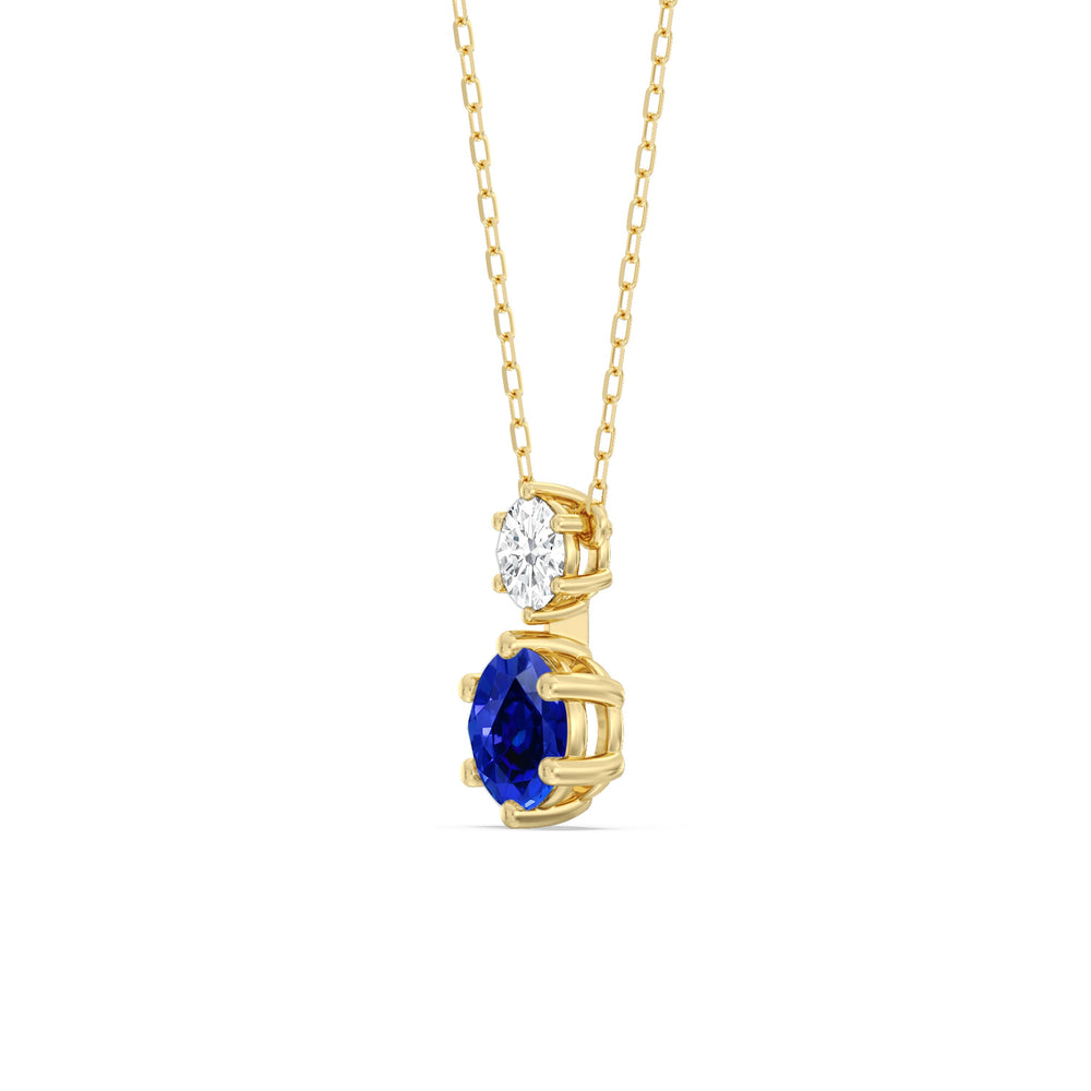 Sapphire and Diamond Duo Necklace with 14KT Yellow Gold Cut Diamond in 14KT Yellow Gold view 2
