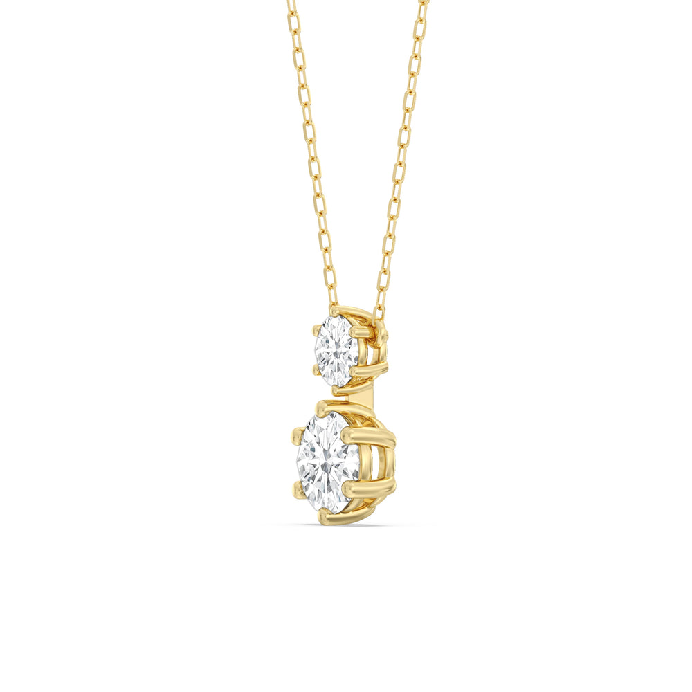 Diamond Duo Necklace with 14KT Yellow Gold / Lab / 2 Cut Diamond in 14KT Yellow Gold / Lab / 2 view 3
