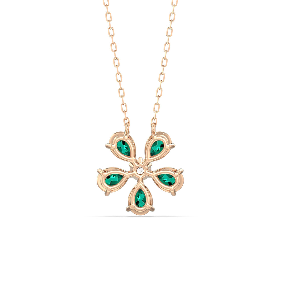 Emerald and Diamond Daisy Necklace with 14KT Yellow Gold Cut Diamond in 14KT Yellow Gold view 4
