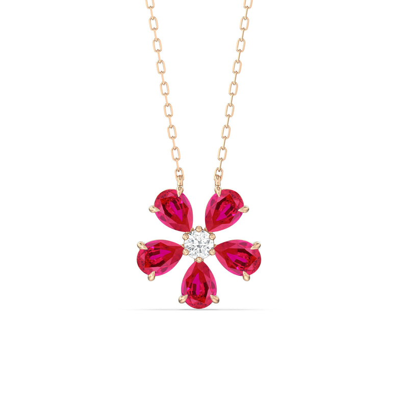 Ruby and Diamond Daisy Necklace