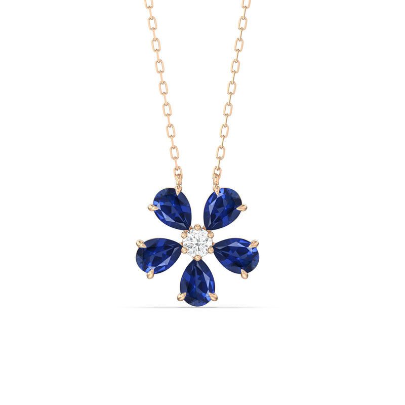 Sapphire and Diamond Daisy Necklace