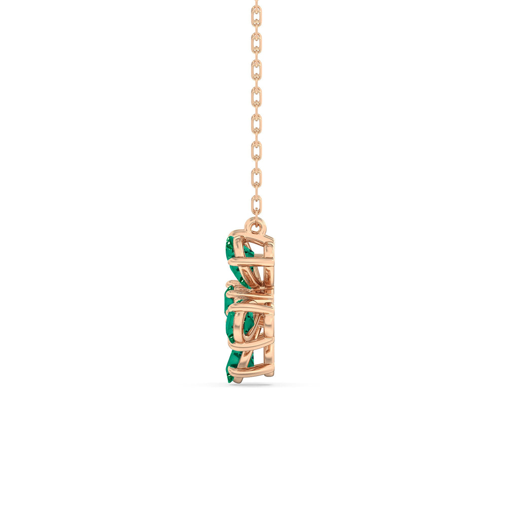 Emerald and Diamond Daisy Necklace with 14KT Rose Gold Cut Diamond in 14KT Rose Gold view 3
